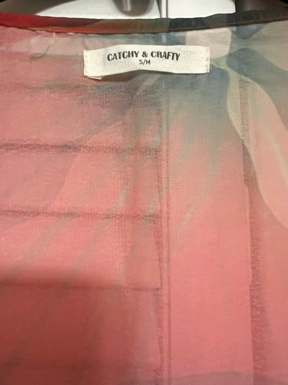 Amazon Sheer Floral Kimono Cover-Up in Orange and Green - Picture 4 of 5